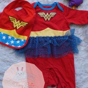 Wonder Woman kimono with a matching bib